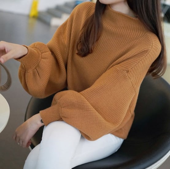 【tops】ランタンスリーブニットセーター　M17702