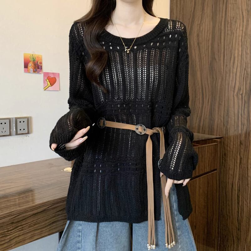 【tops】透かしニットトップス Q8304