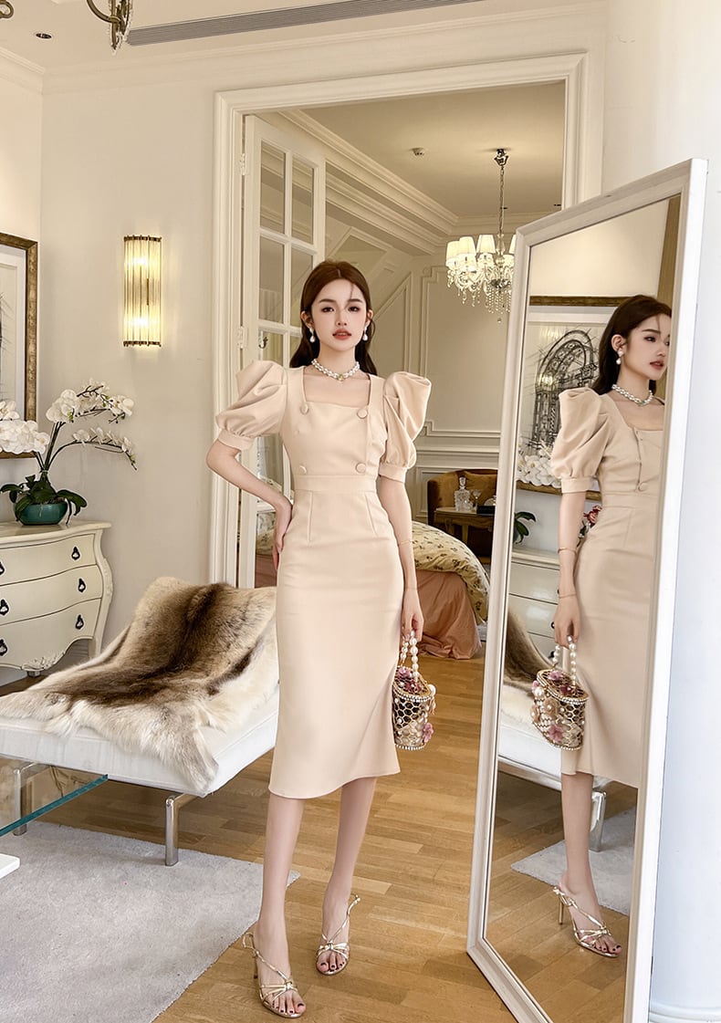 【dress】パフスリーブワンピース　M23076