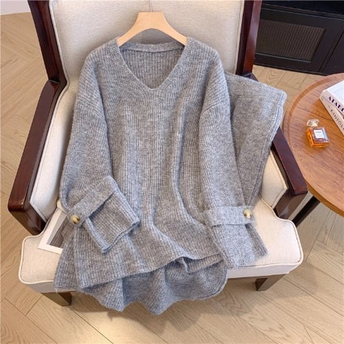 【set】ニットセーター+スカートセット　M26823