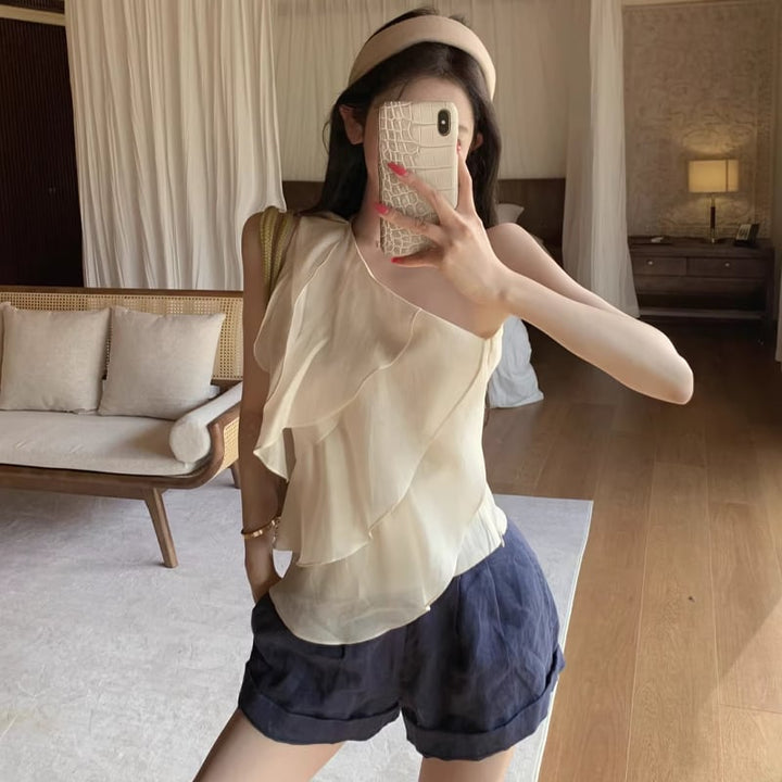 【tops】ワンショルダーフリルトップス Q8329