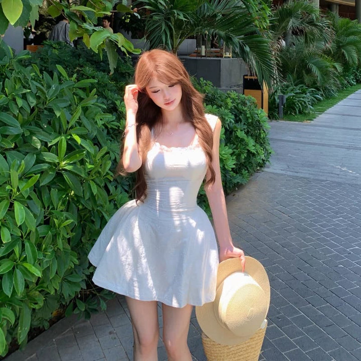 【dress】ノースリーブスクエアネックミニワンピース Q8521