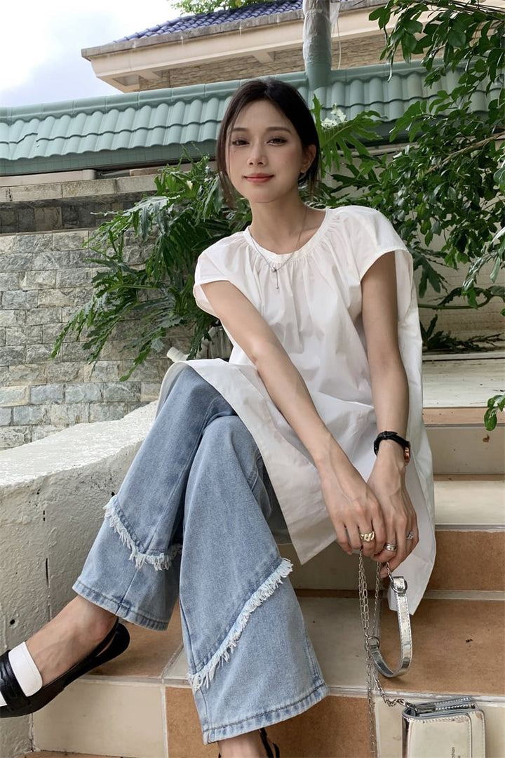 【tops】ノースリーブシャツトップス　M25114