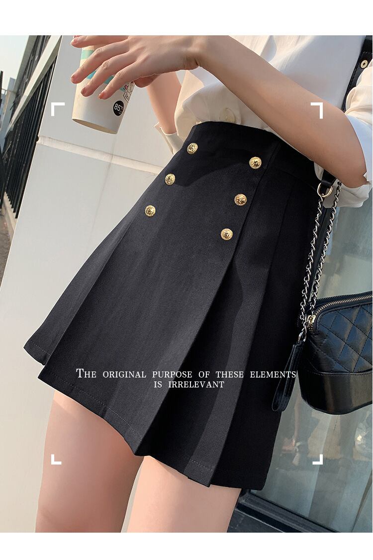 【bottoms】ボタンデザインプリーツスカート　M28902