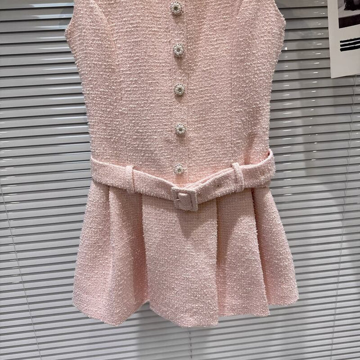 【dress】ツイードレース付きベストワンピース Q7891
