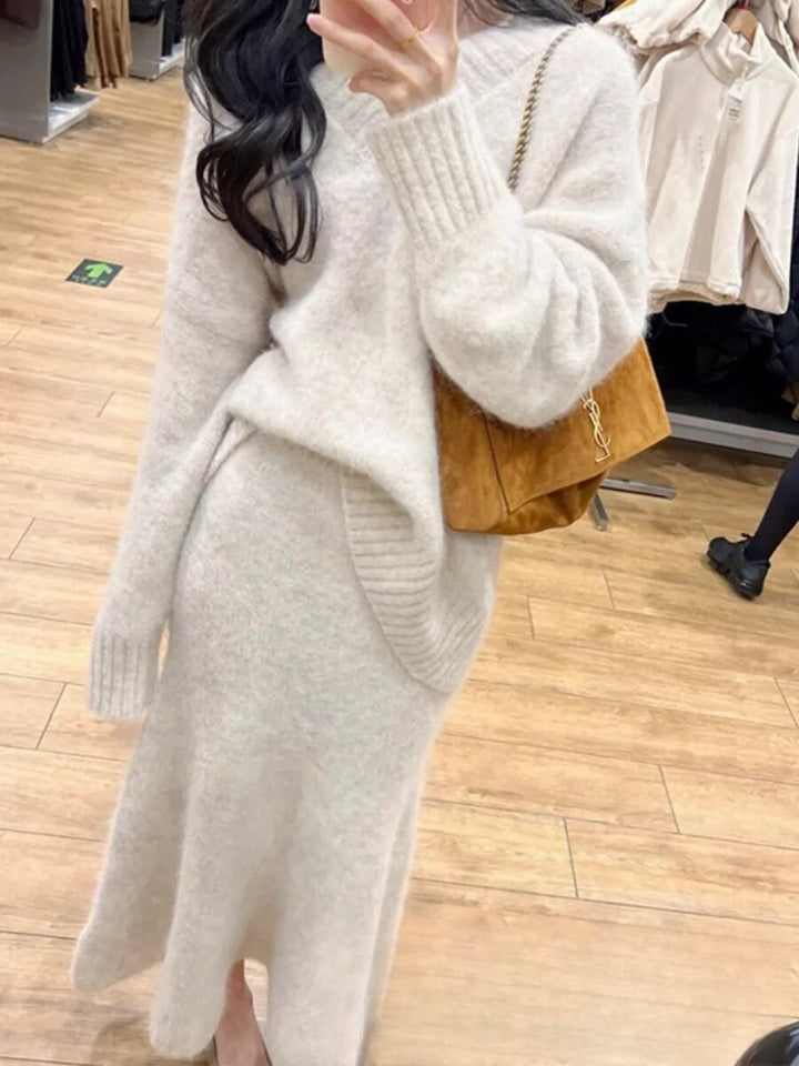 【set】Ⅴネックニットトップス×マーメイドスカートセット　M26323