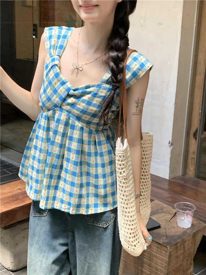 【tops】チェック柄トップス　M25051