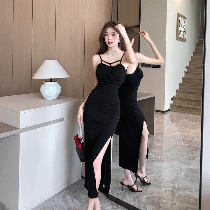 【dress】細身効果抜群♪スリットキャミソールワンピース　M17184