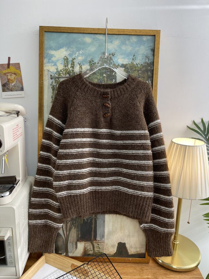 【tops】ボーダー柄ニットセーター　M28926