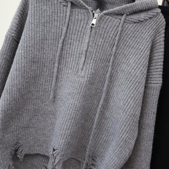 【tops】フード付きニットセーター　M27561