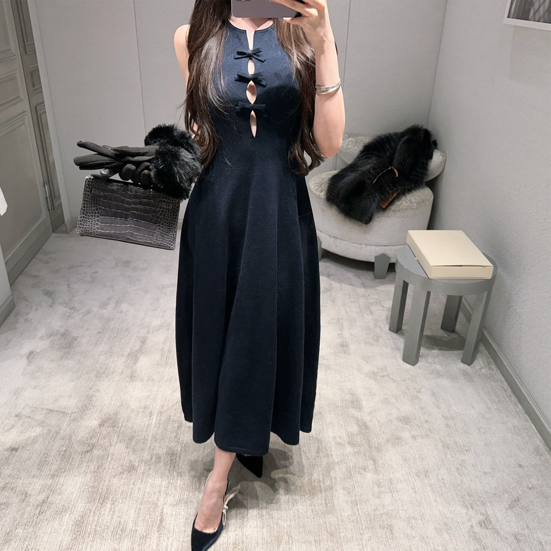 【dress】リボンノースリーブニットワンピース N3516