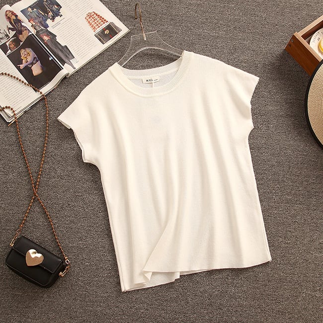 【tops】今季マストバイシンプル薄手ニットTシャツ　M17366