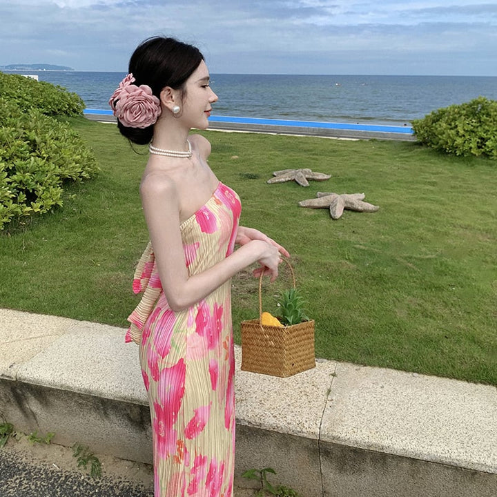 【dress】ベアトッププリントワンピース　M25004