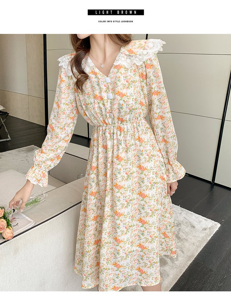 【dress】細身効果抜群♪スウィート花柄ワンピースオシャレ　M17017