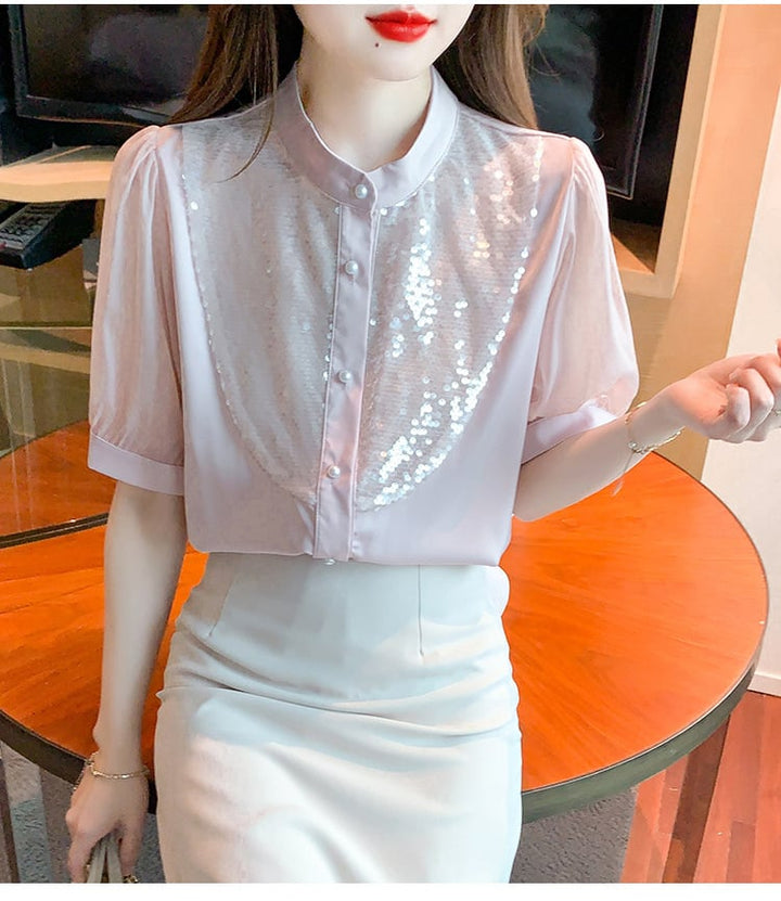 【tops】存在感 スウィートオシャレシャツトップス　M16788