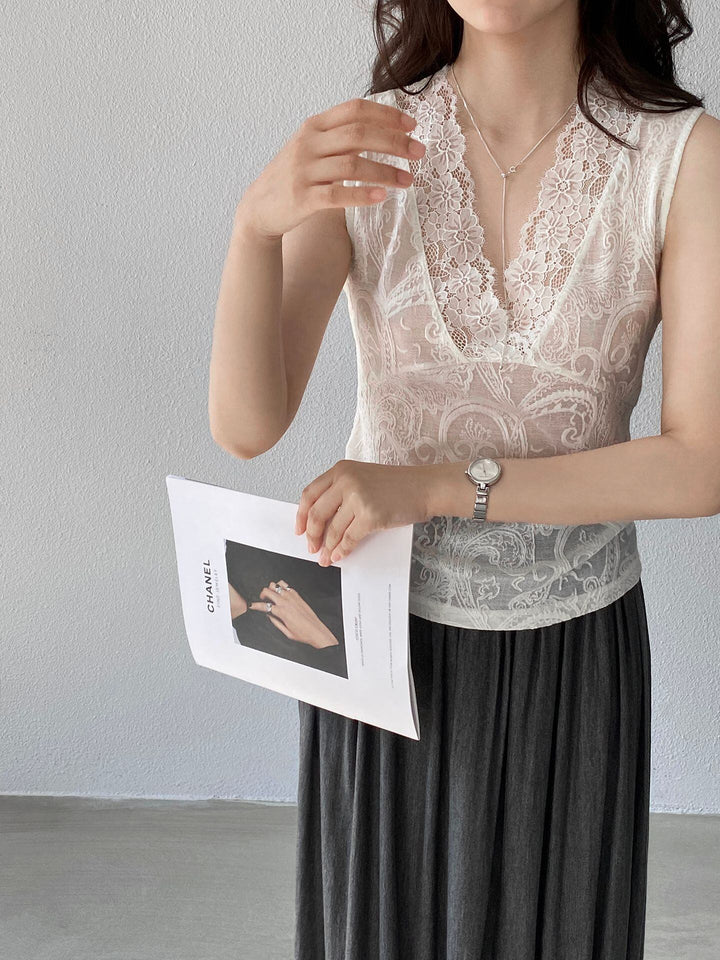 【tops】ノースリーブレーストップス Q8248