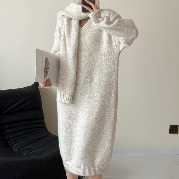 【dress】ニットワンピースマフラー付き　M27026
