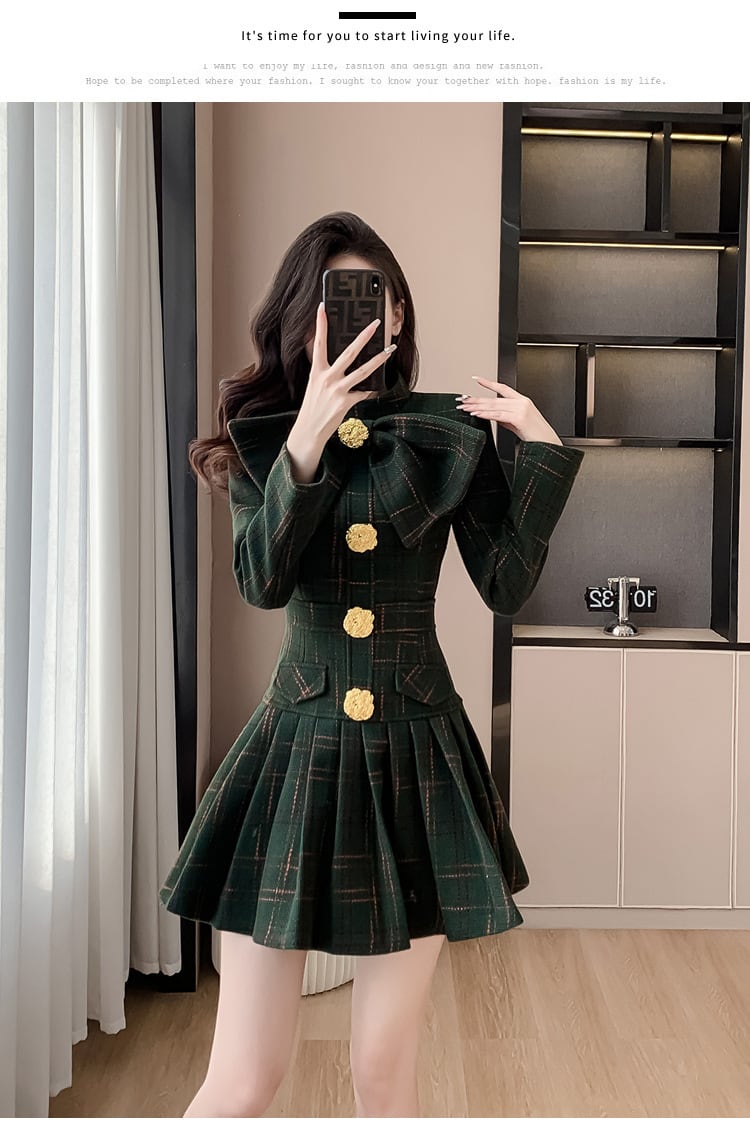 【dress】リボン付きラシャ生地ワンピース　M26550