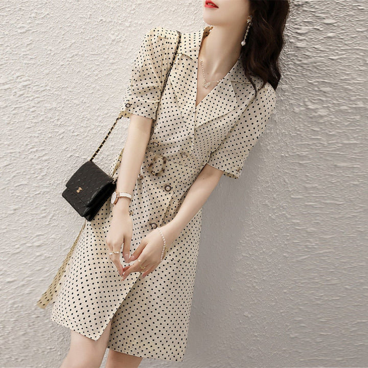 【dress】高級感 エレガントオシャレドット柄ワンピース　M16819