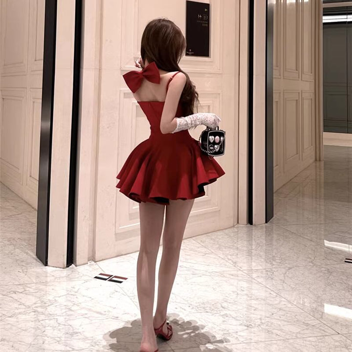 【dress】ネックリボン付きフレアキャミワンピース Q7943