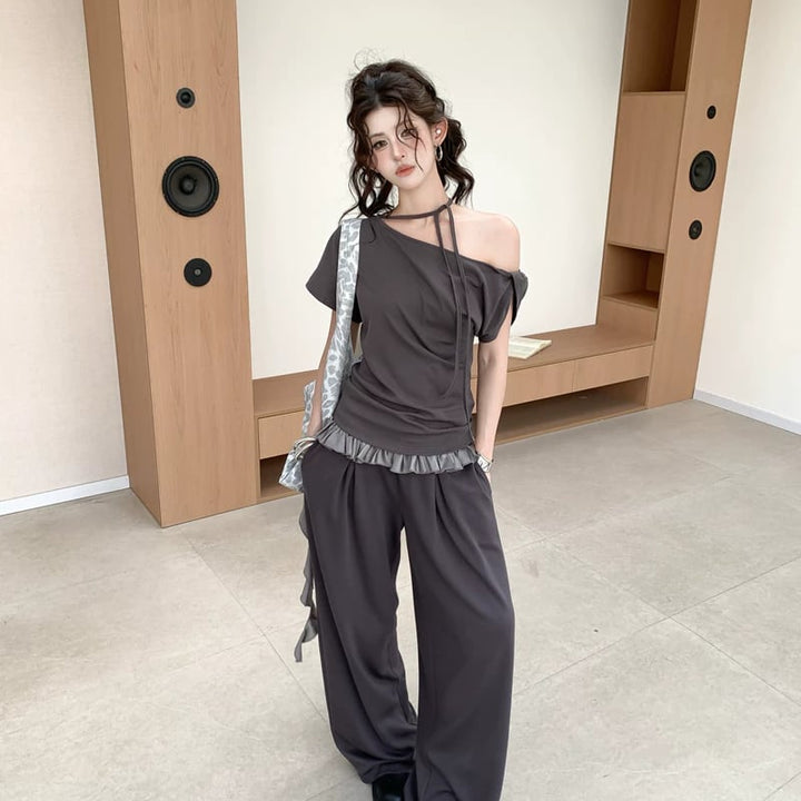 【tops】フリル裾トップス Q8512