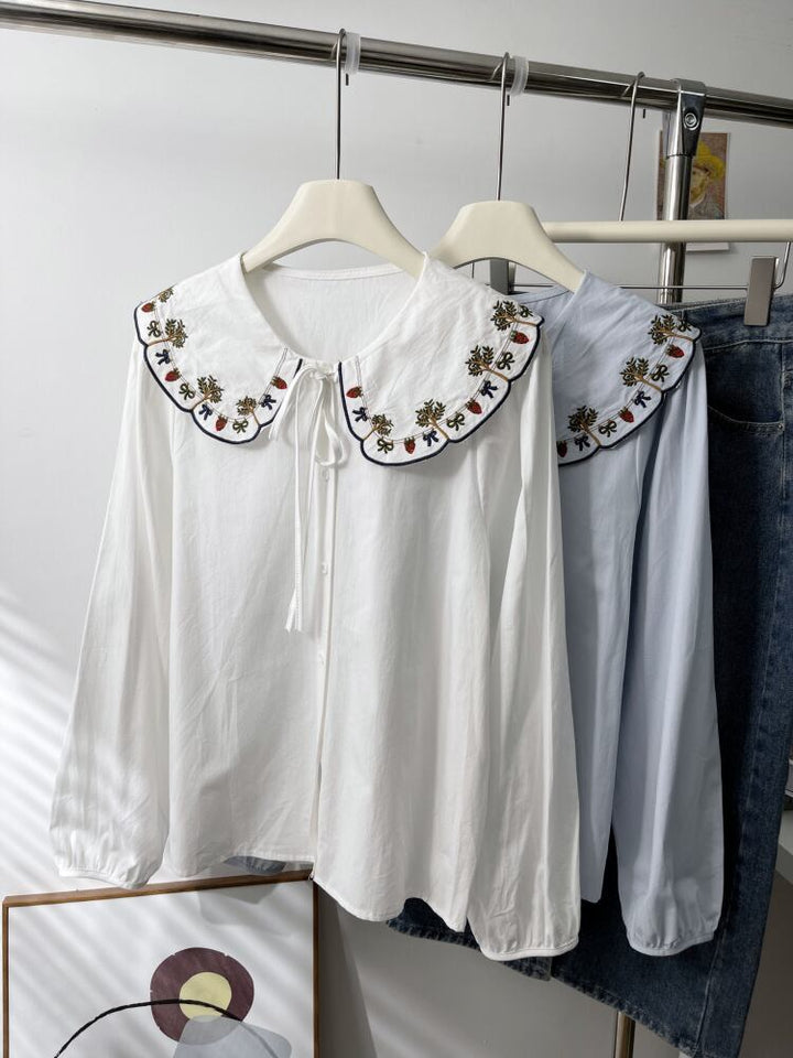 【tops】刺繍シャツブラウス　M29907