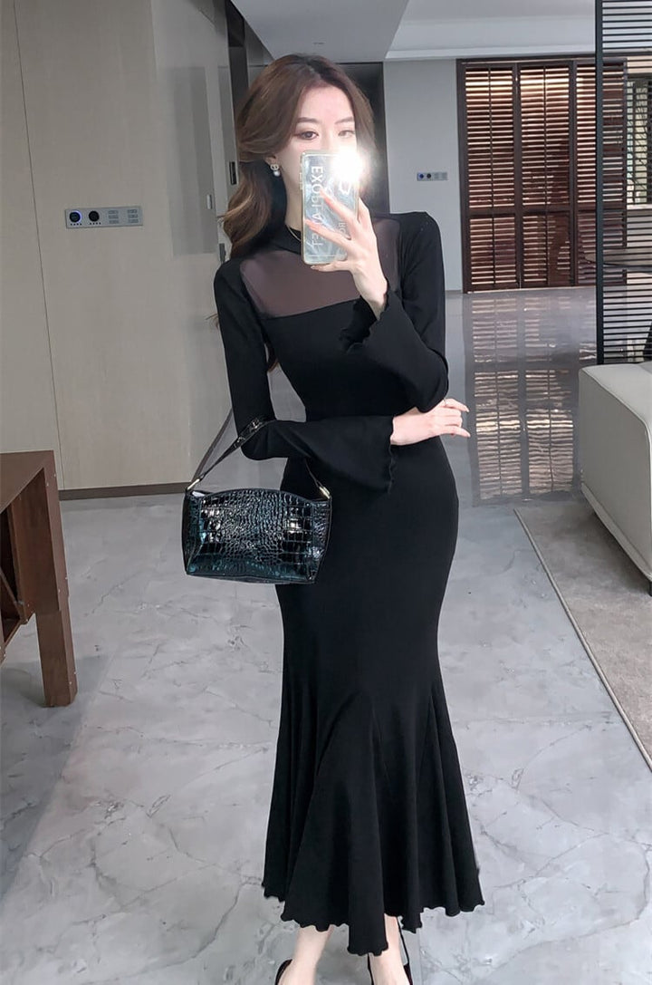 【dress】マーメイドチュールドッキングワンピース　M26803