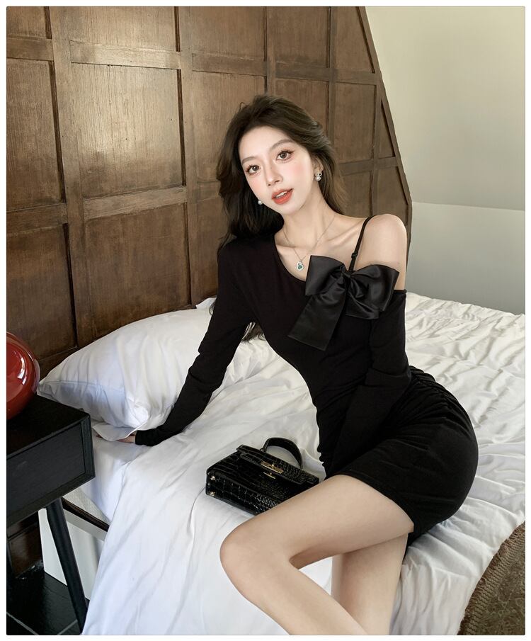 【dress】オフショルダーニットワンピース　M28868