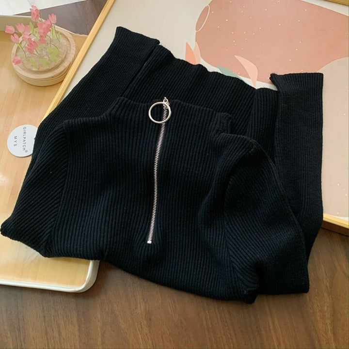 【tops】ファスナーニットトップス　M26487