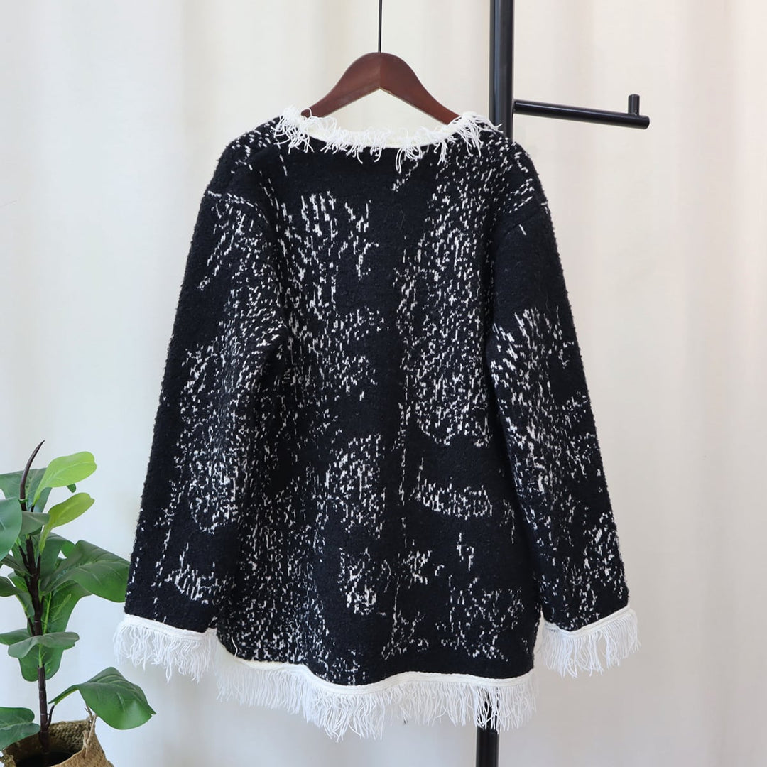 【outer】Vネックフリンジニットカーデ　M17969