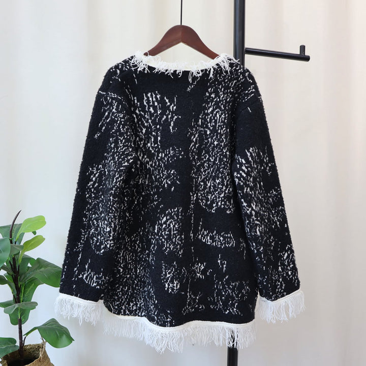 【outer】Vネックフリンジニットカーデ　M17969