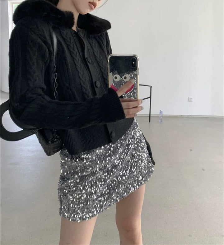 【outer】ファーニットカーデ　M26201