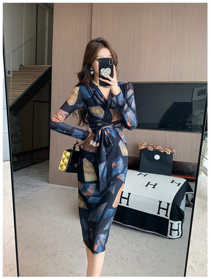 【dress】女子力アップエレガントVネックワンピース　M17432