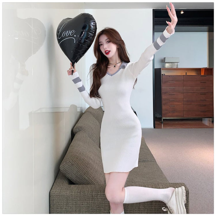 【dress】大人らしい ニットワンピース韓国系着心地良い　M17539