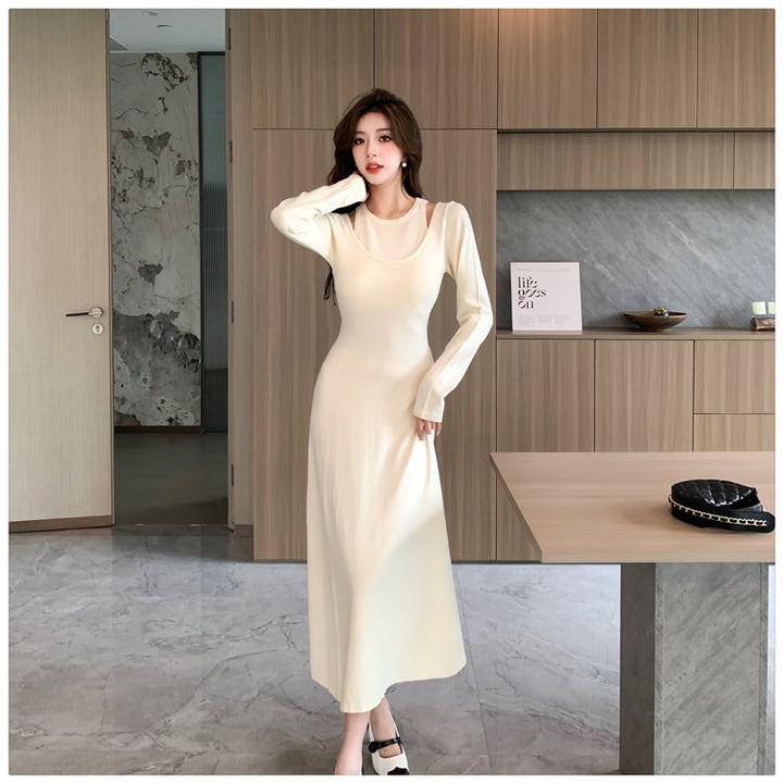 【dress】輝いて超人気 ! 切り替えニットワンピース　M17585