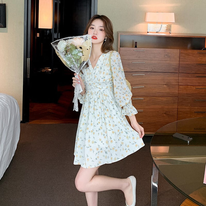 【dress】存在感 スウィートオシャレ花柄ワンピース　M17070