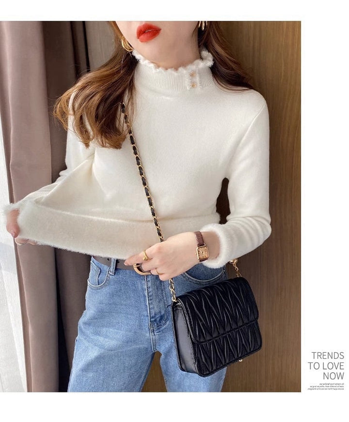 【tops】裹起毛ニットトップス　M26436