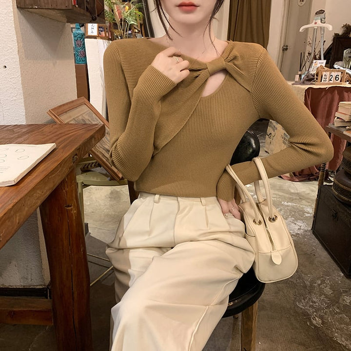 【tops】カットワークニットトップス　M25410