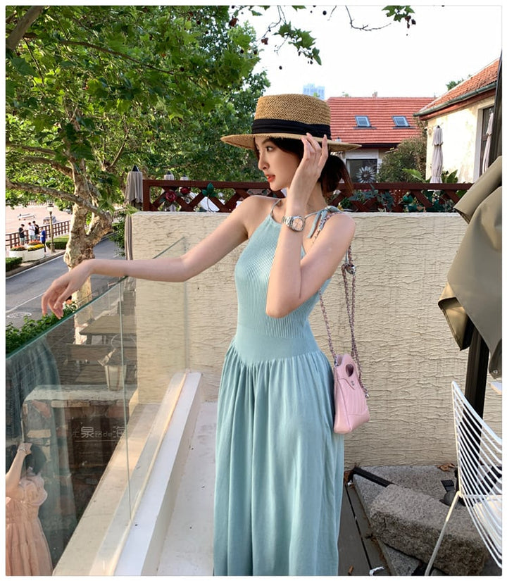 【dress】ニット切り替えワンピース