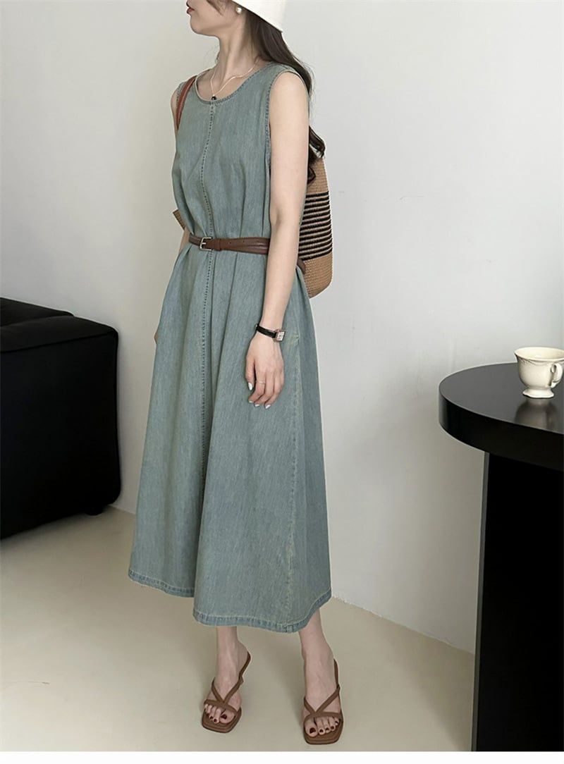【dress】ノースリーブデニムワンピース　M24025