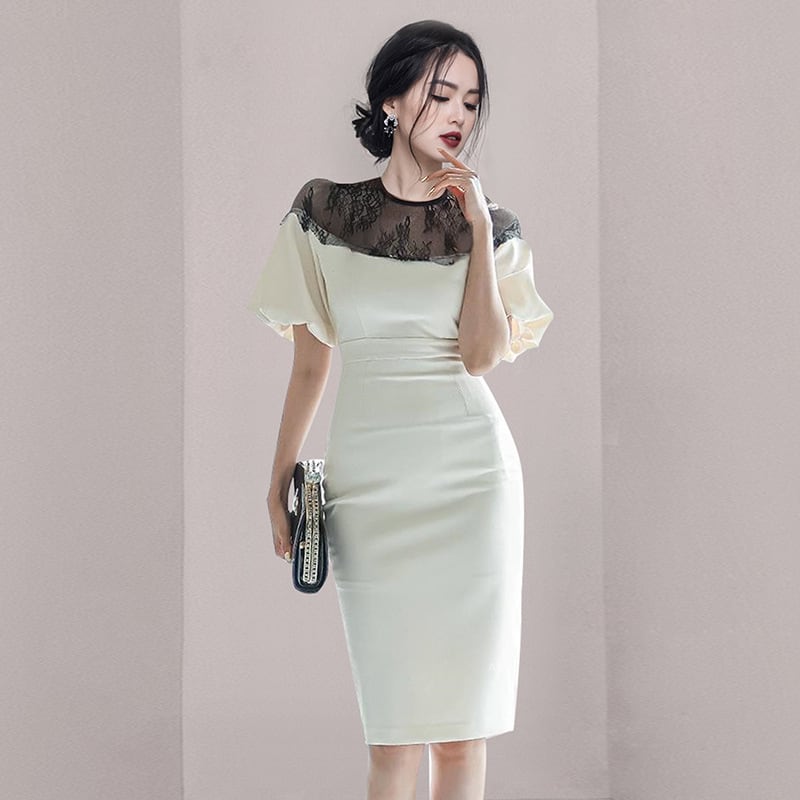 【dress】高級感 chicエレガント切り替えデートワンピース　M16761