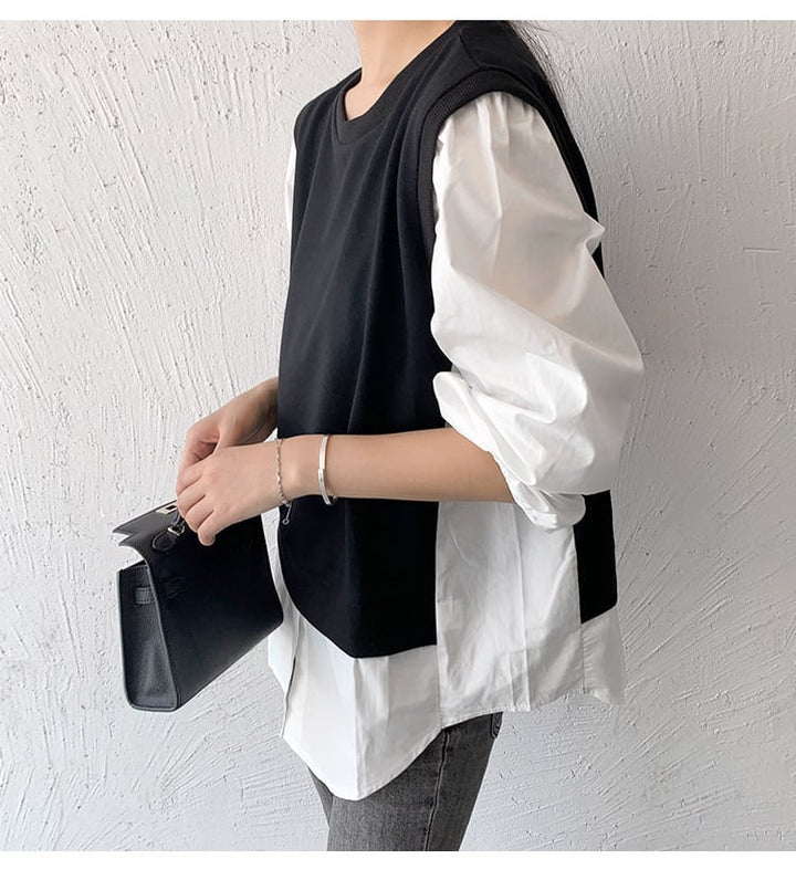 【tops】切り替えクルーネックプルオーバー　M17870