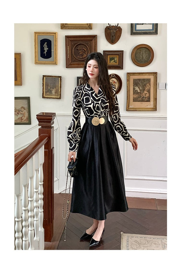 【dress】OL、通勤切り替えシャツワンピース　M29614