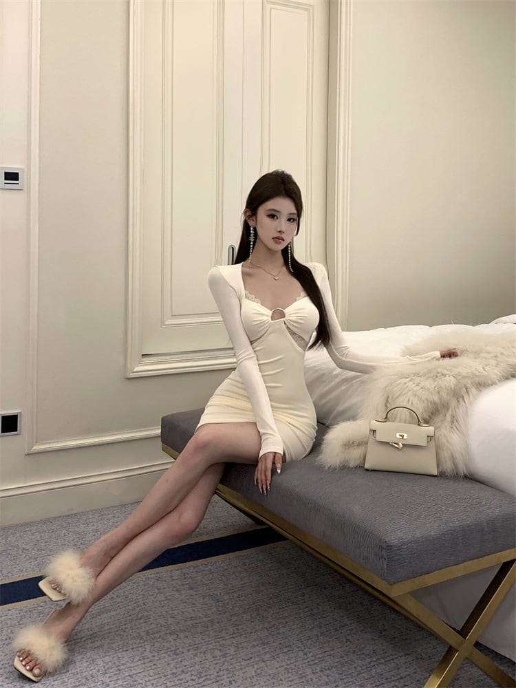 【dress】レース切り替えワンピース　M29607