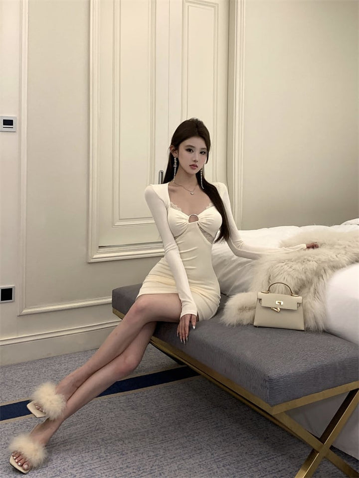 【dress】レース切り替えワンピース　M29607