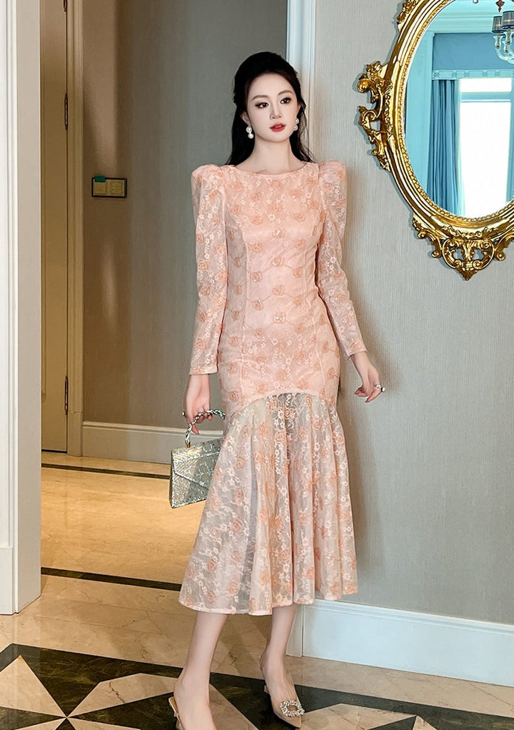 【dress】レース切り替えワンピース　M27371