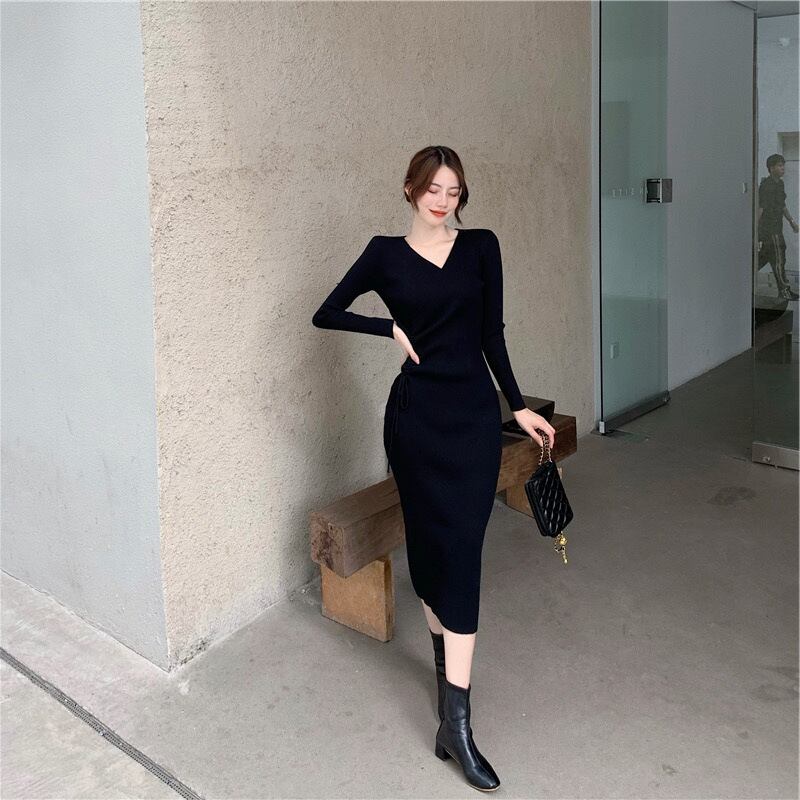 【dress】Vネックニットワンピース　M17513