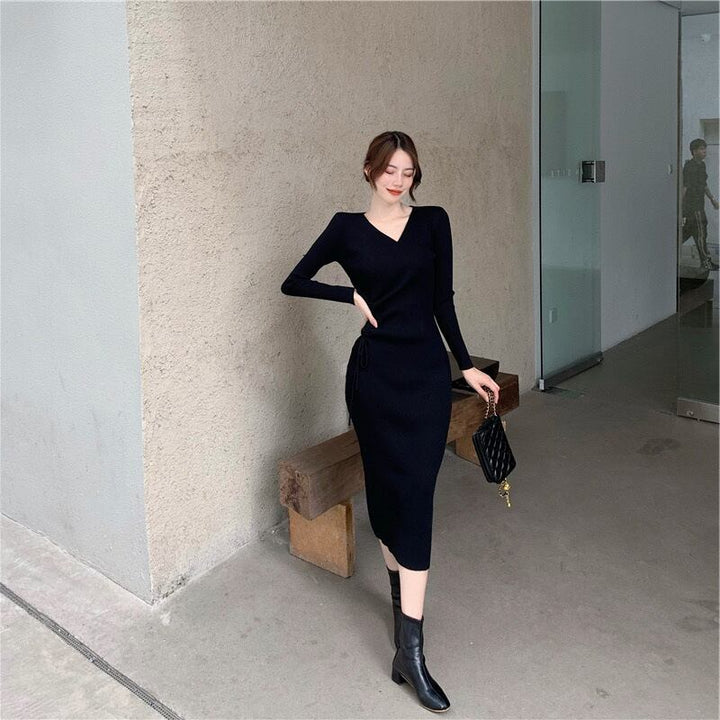 【dress】Vネックニットワンピース　M17513