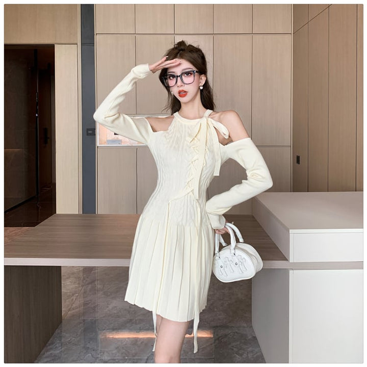 【dress】オフショルダーニットワンピース　M27465