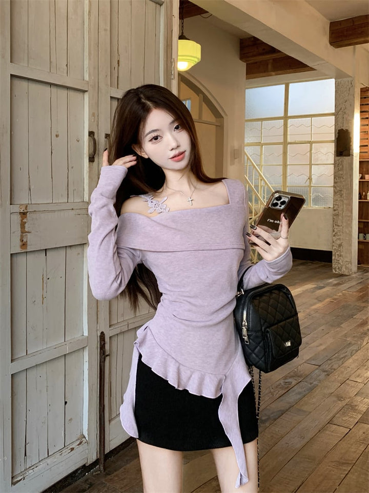 【tops】不規則 イレギュラーニットトップス　M28226